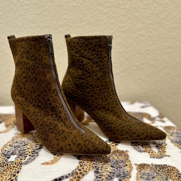 Coconuts By Matisse Clarissa Ankle Boots Size 7.5 Pointy Toe Faux Leopard Print - Picture 15 of 15